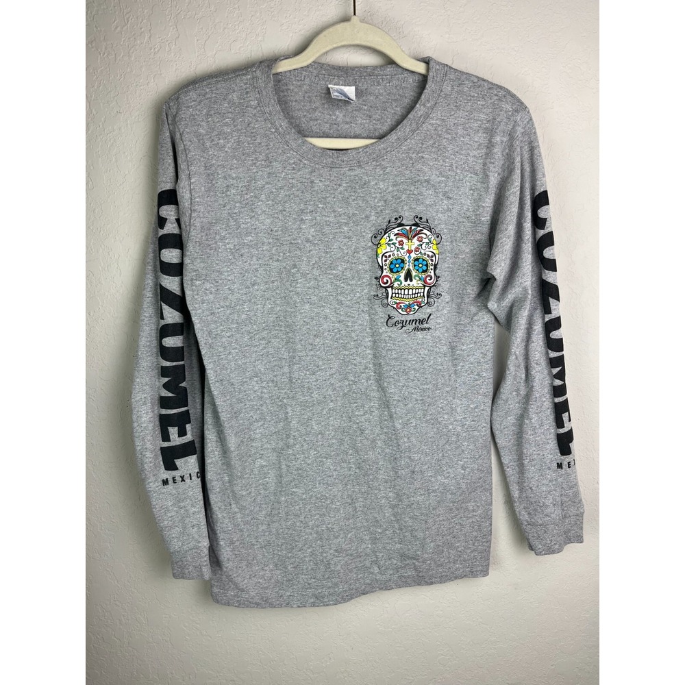 Day Of The‎ Dead Sugar Skull Cozumel Mexic Small L/S Black T-Shirt By Yazbek